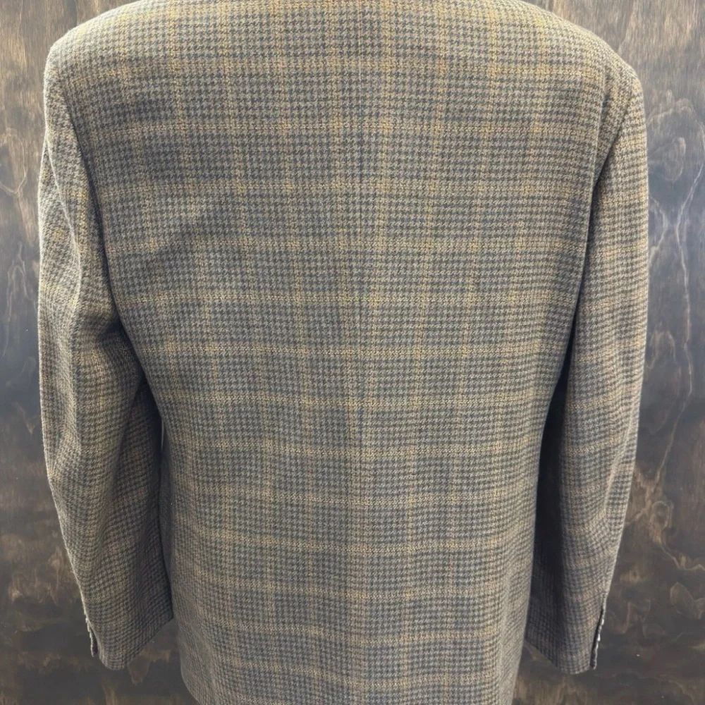 Belvest Made‎ in Italy Cashmere Houndstooth Check Sport Coat in Rust Size 48 L